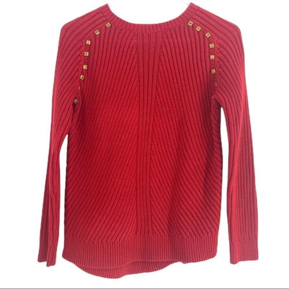 Michael Kors Red Sweater with Gold Studs